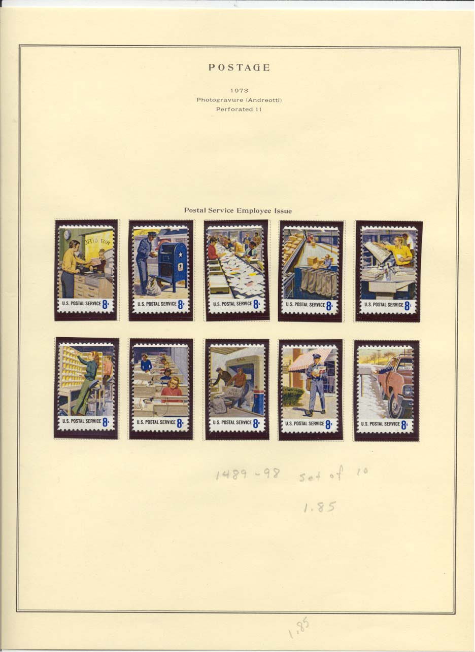 Postage Stamps Scott #1489, 1490, 1491, 1492, 1493, 1494, 1495, 1496, 1497, 1498