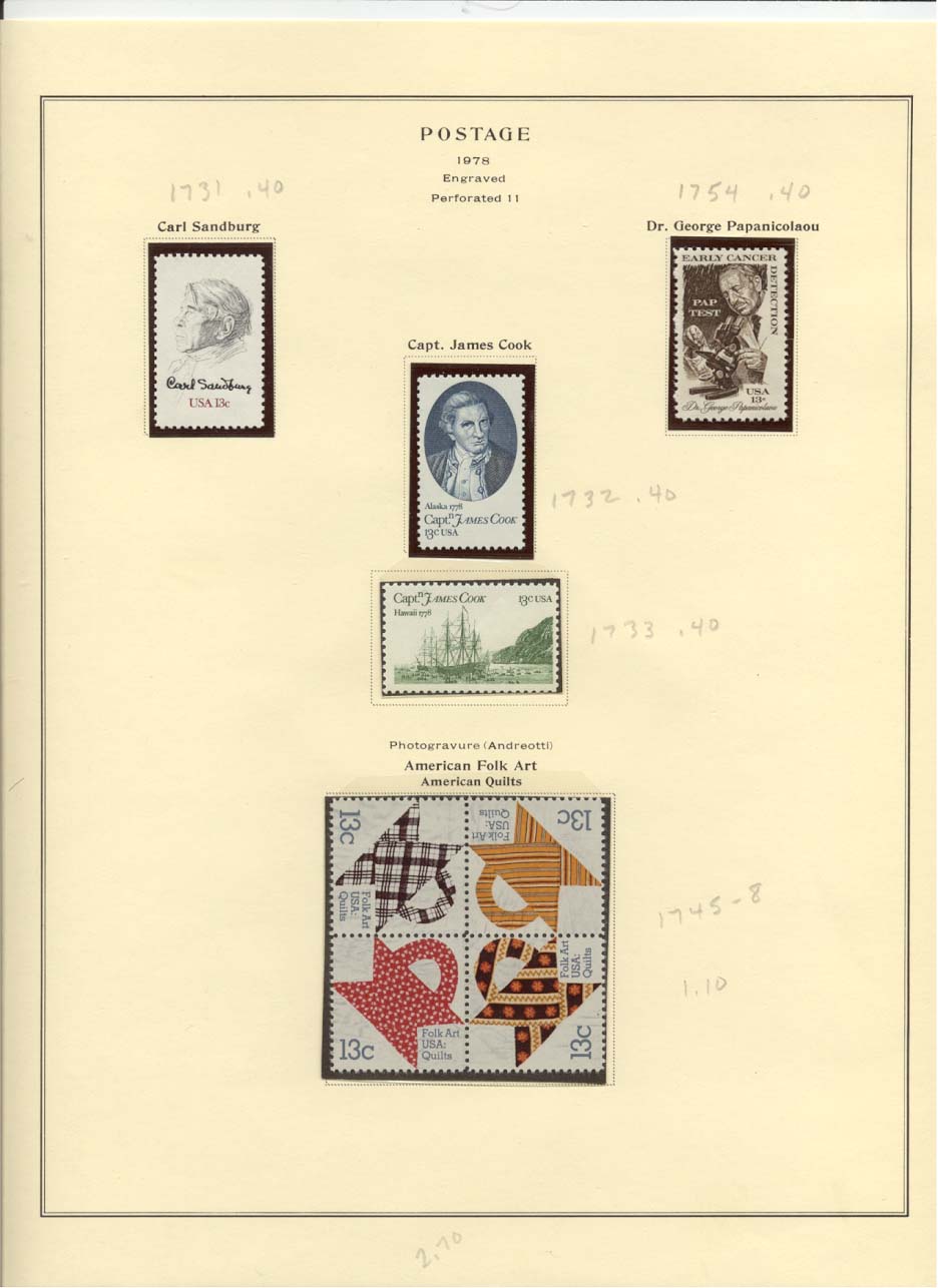 Postage Stamps Scott #1731, 1754, 1732, 1733, 1745-1748