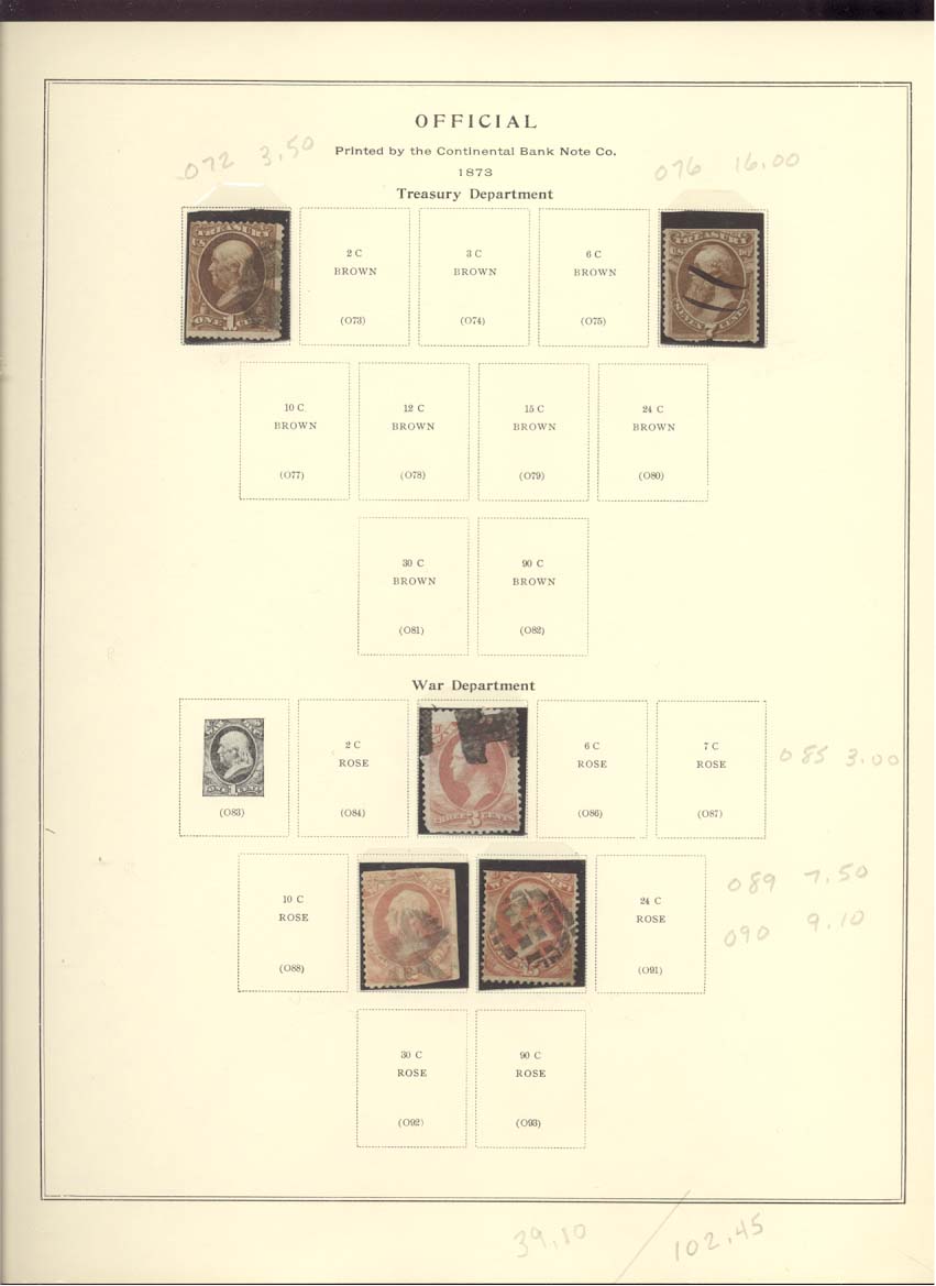 Official Stamps Scott #O72, O76, O85, O89, O90