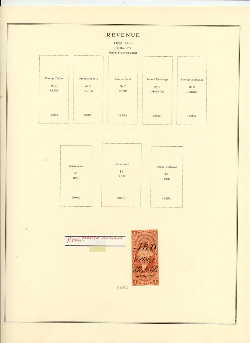First Issue Revenue Stamp Catalog #R68b