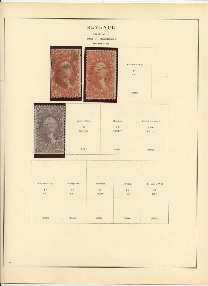 First Issue Revenue Stamps Catalog #3880c, 3881c, 3883c
