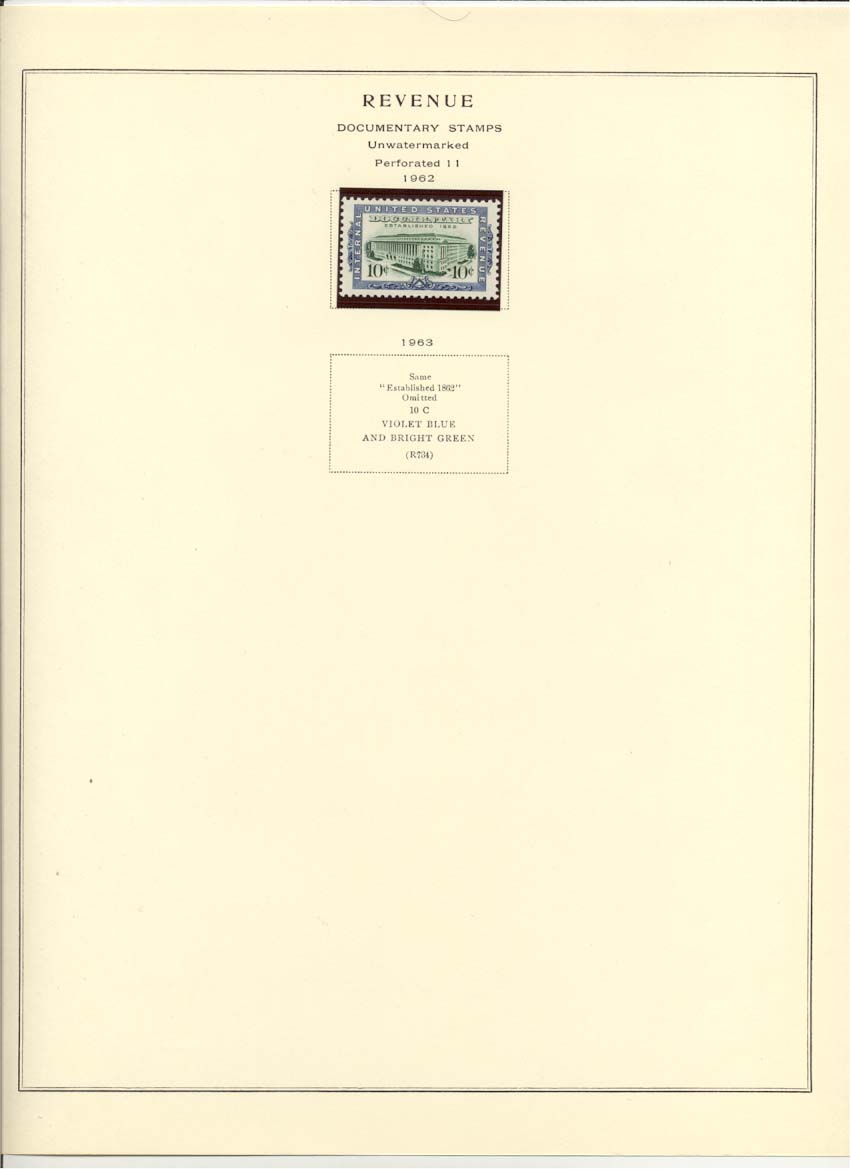 Documentary Revenue Stamps Catalog #R733