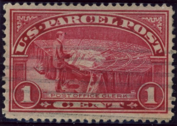 Scott Q1 1 Cent Parcel Post Stamp Postal Clerk a