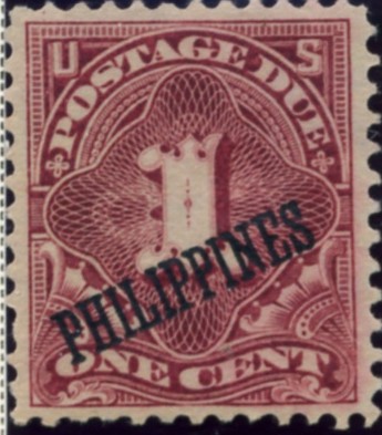 Scott PIPS J1 Philippines Overprint 1 Cent Postage Due Stamp