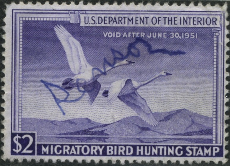 Scott RW17 2 Dollar Department of the Interior Duck Stamp Trumpeter Swans