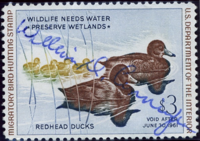 Scott RW27 3 Dollar Department of the Interior Duck Stamp Redheads