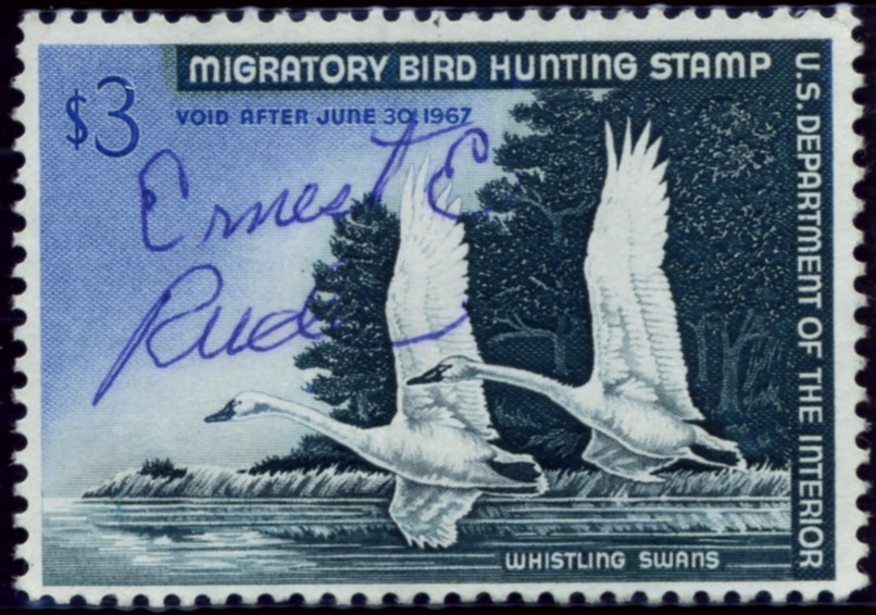 Scott RW33 3 Dollar Department of the Interior Duck Stamp Whistling Swans