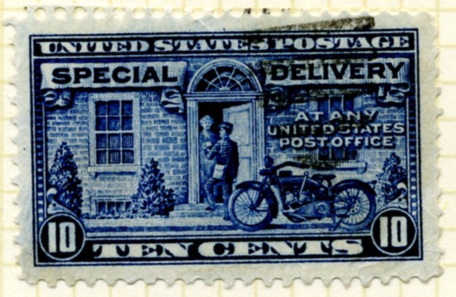 Scott E12 10 Cent Special Delivery Stamp Motorcycle Messenger