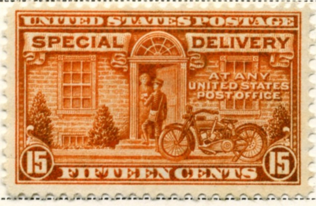 Scott E13 15 Cent Special Delivery Stamp Motorcycle Messenger