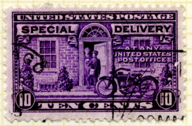 Scott E15 10 Cent Special Delivery Stamp Motorcycle Messenger c
