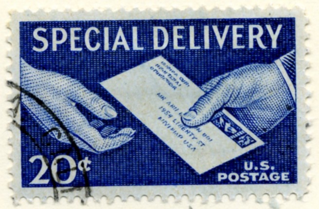 Scott E20 20 Cent Special Delivery Stamp Handing Letter a