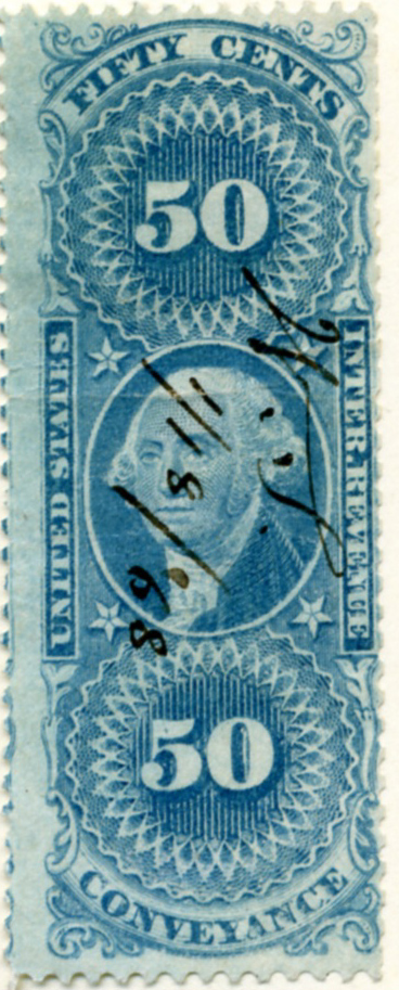 Scott R54 50 Cents Internal Revenue Stamp Conveyance