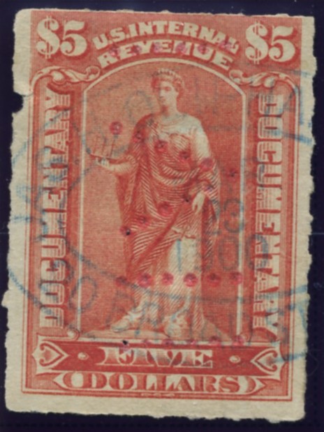 Scott R175 5 Dollar Internal Revenue Documentary Stamp Watermarked USIR