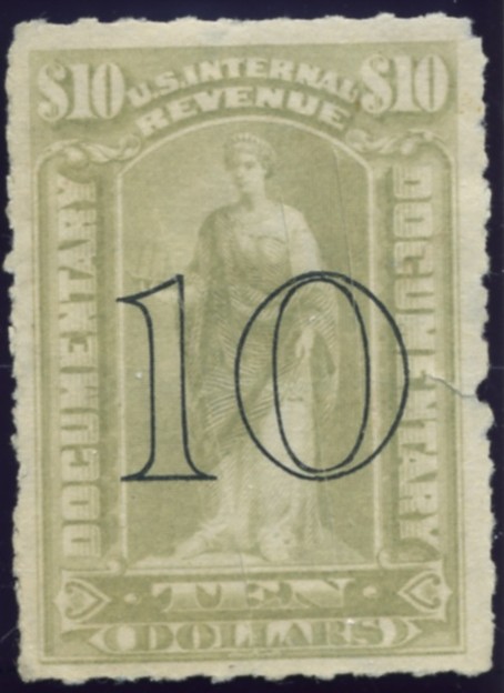Scott R188 10 Dollar Surcharged Internal Revenue Documentary Stamp Watermarked USPS