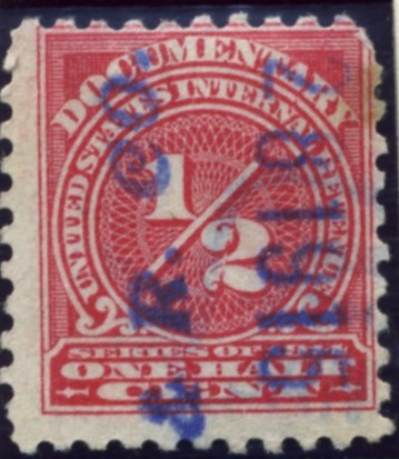 Scott R195 1/2 Cent Internal Revenue Documentary Stamp Watermarked USPS