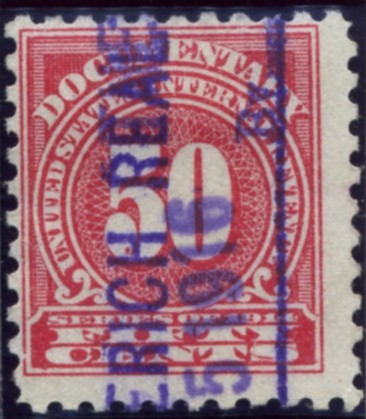 Scott R215 50 Cent Internal Revenue Documentary Stamp Watermarked USIR