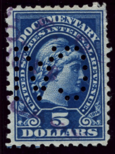 Scott R244 5 Dollar Internal Revenue Documentary Stamp Watermarked USIR