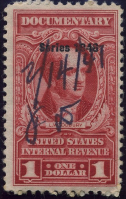 Scott R497 1 Dollar Internal Revenue Documentary Stamp Watermarked USIR