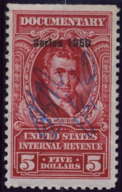 Scott R552 5 Dollars Internal Revenue Documentary Stamp Watermarked USIR
