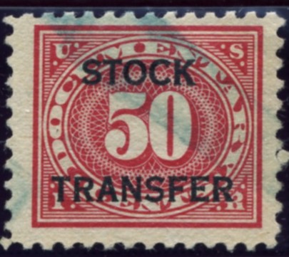 Scott RD9 50 Cent Internal Revenue Stock Transfer Documentary Stamp Watermarked USIR