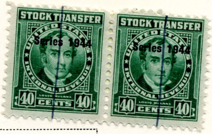 Scott RD170 40 Cent Internal Revenue Stock Transfer Stamp Pair