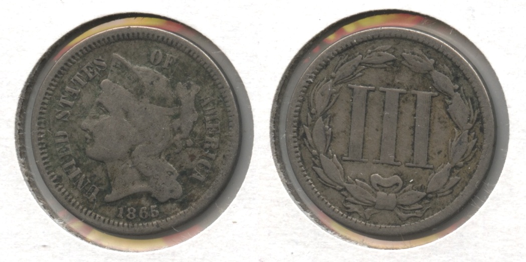 1865 Three Cent Nickel AG-3 #a