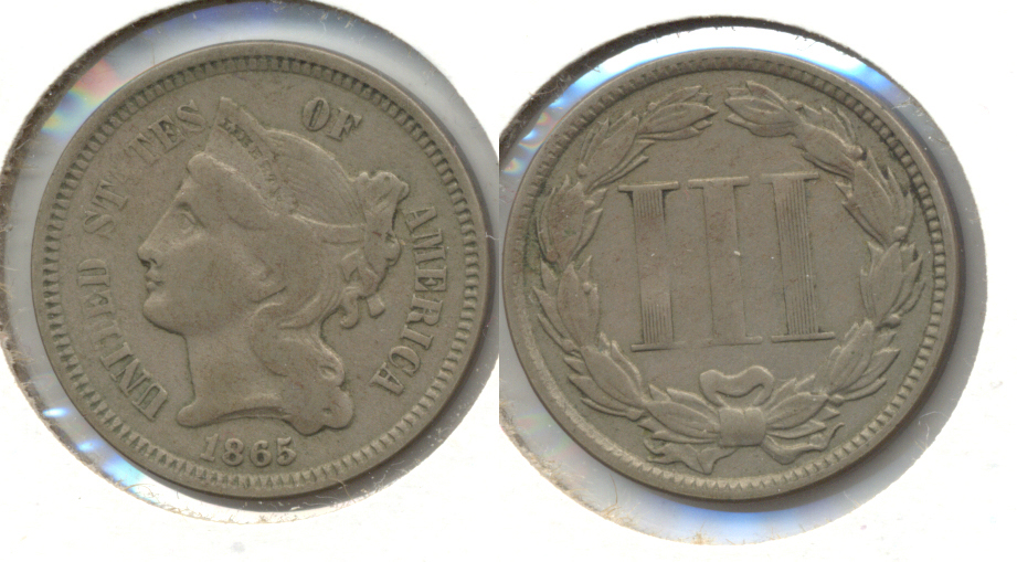 1865 Three Cent Nickel Fine-12 d