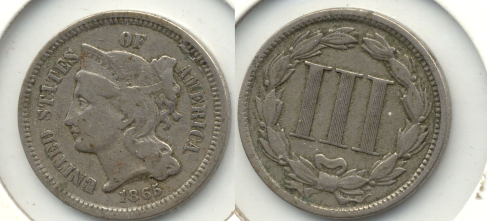 1865 Three Cent Nickel Fine-12 e