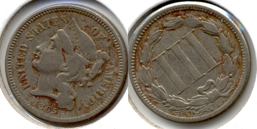 1865 Three Cent Nickel Fine-12 k