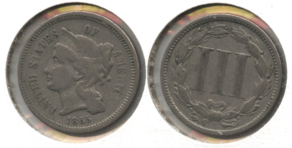 1865 Three Cent Nickel Fine-12 #w
