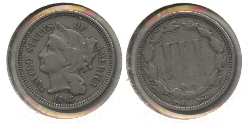 1865 Three Cent Nickel Fine-15 #b