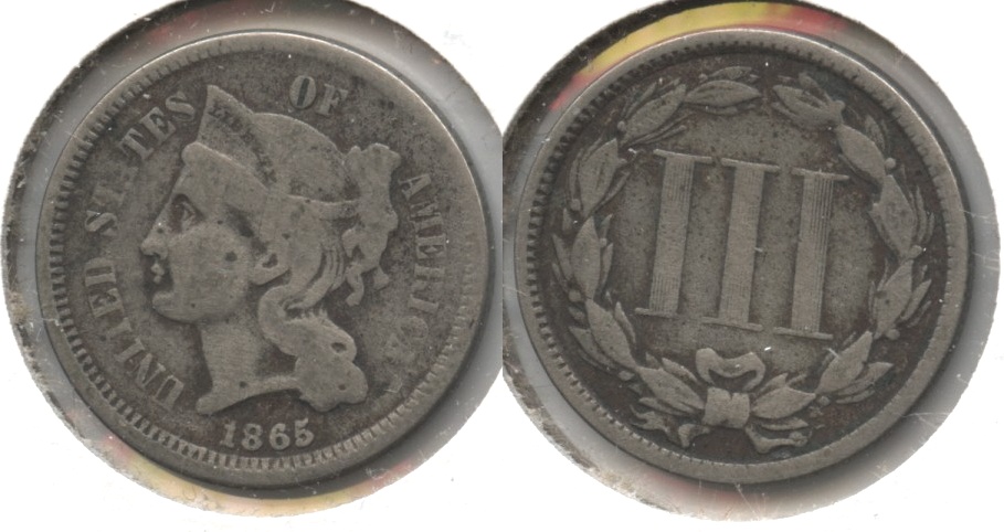 1865 Three Cent Nickel Good-4 #m