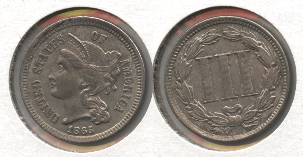1865 Three Cent Nickel MS-60 #a