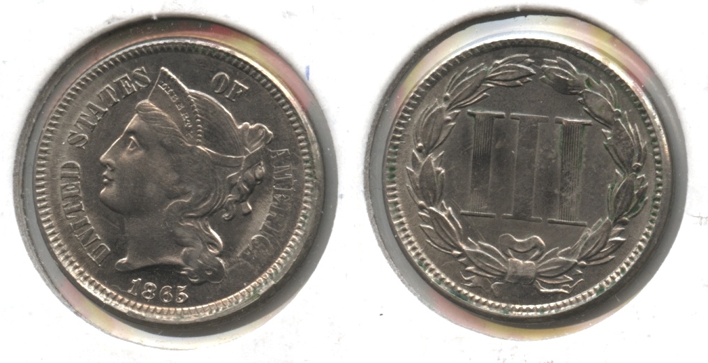 1865 Three Cent Nickel MS-60 #b
