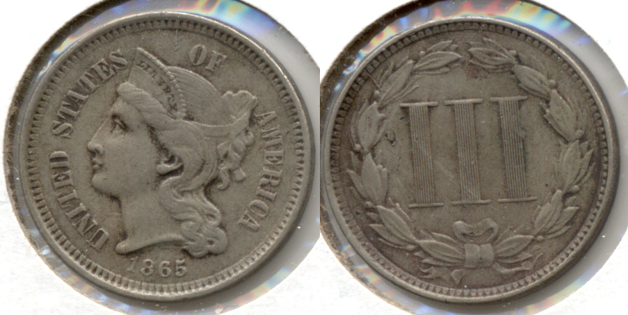 1865 Three Cent Nickel VF-30