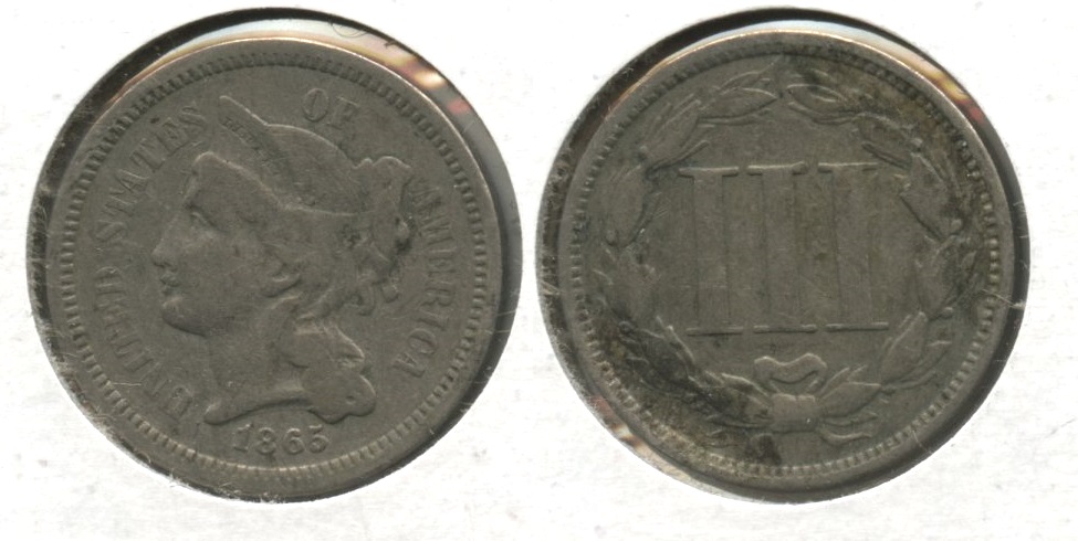 1865 Three Cent Nickel VG-8 #aa