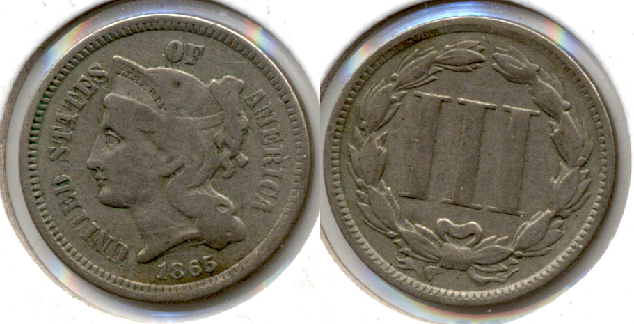 1865 Three Cent Nickel VG-8 m