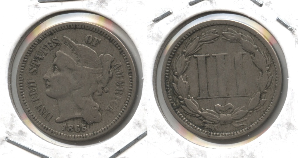 1865 Three Cent Nickel VG-8 #v