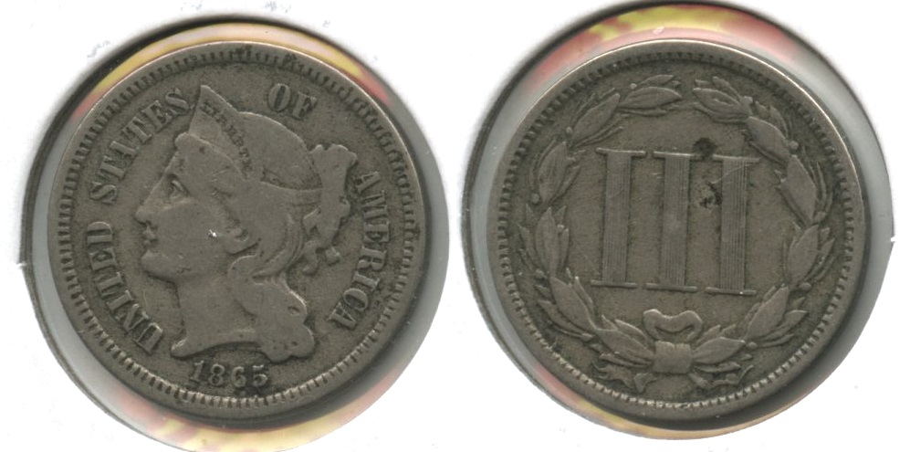 1865 Three Cent Nickel VG-8 #w