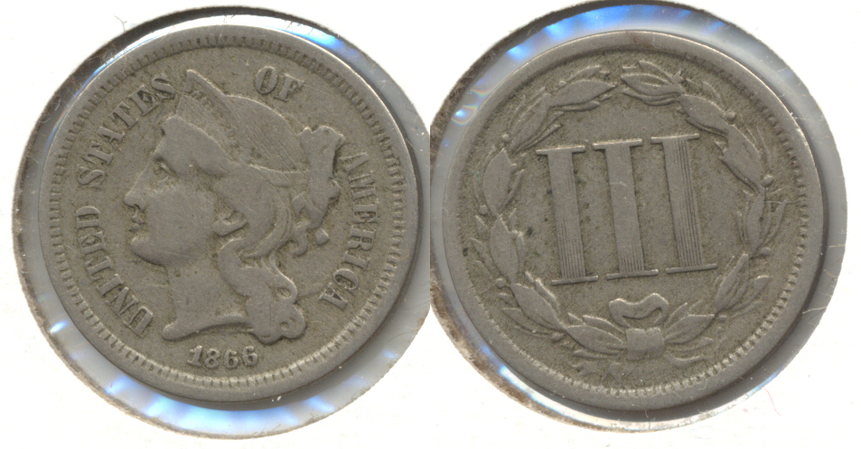 1866 Three Cent Nickel Fine-12