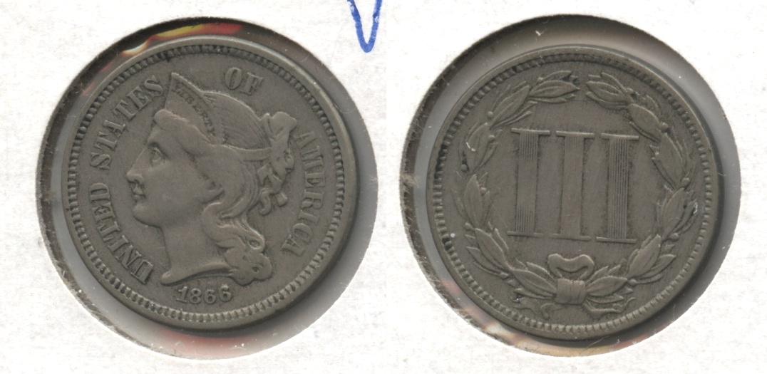 1866 Three Cent Nickel VF-20 #b