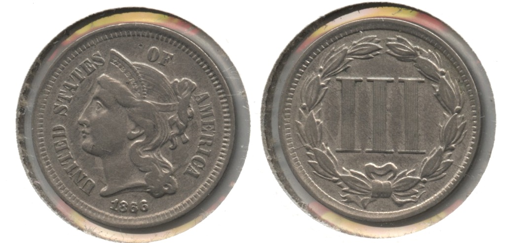 1866 Three Cent Nickel VF-30