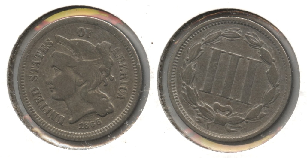1866 Three Cent Nickel VG-8 #d