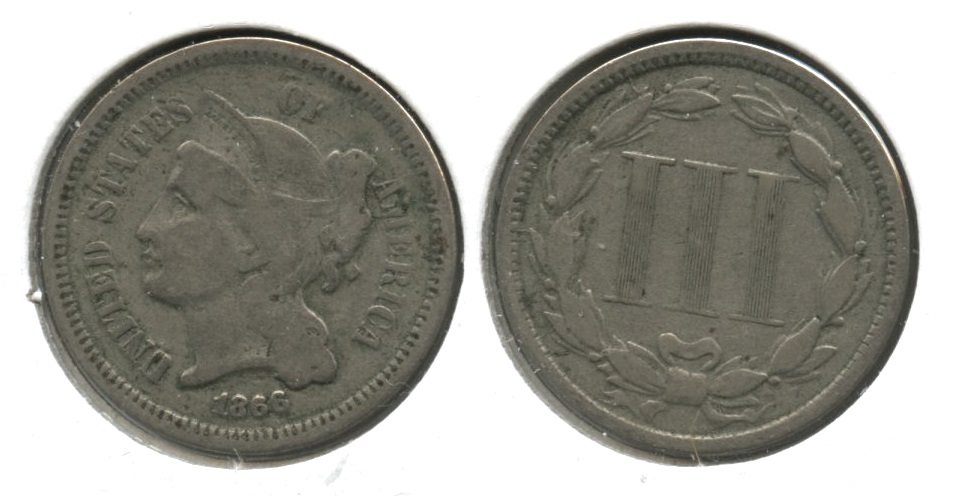 1866 Three Cent Nickel VG-8 #g