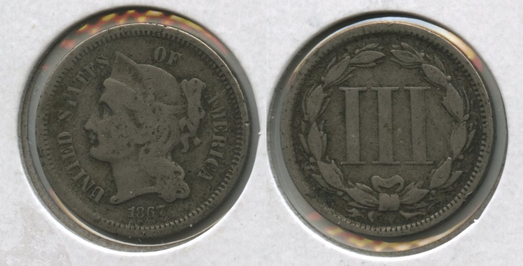 1867 Three Cent Nickel Good-4 #d