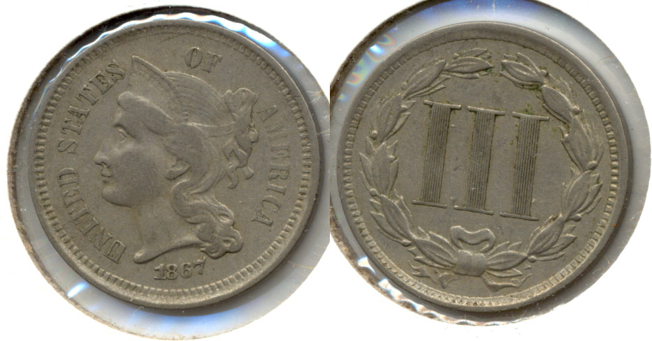 1867 Three Cent Nickel VF-20 b