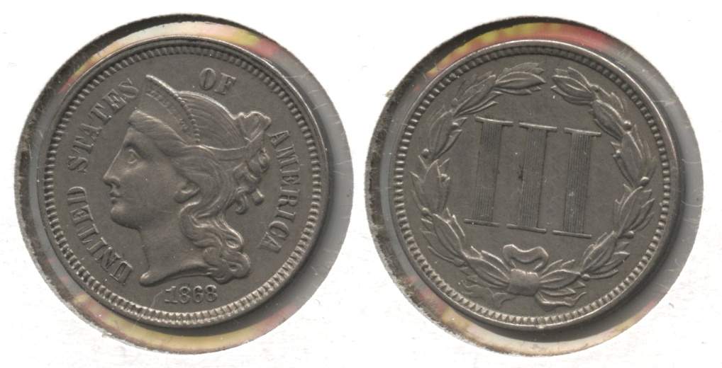 1868 Three Cent Nickel EF-40