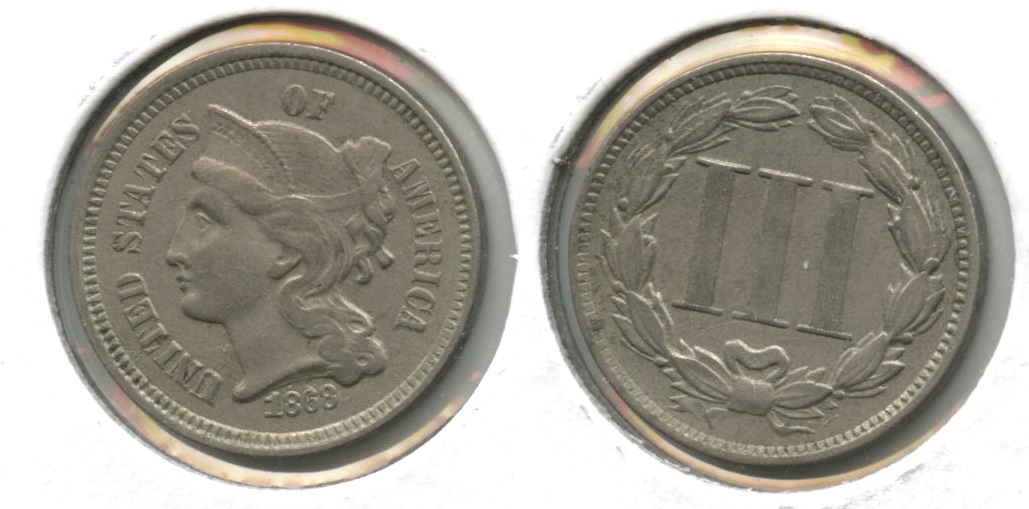 1868 Three Cent Nickel EF-40 #b