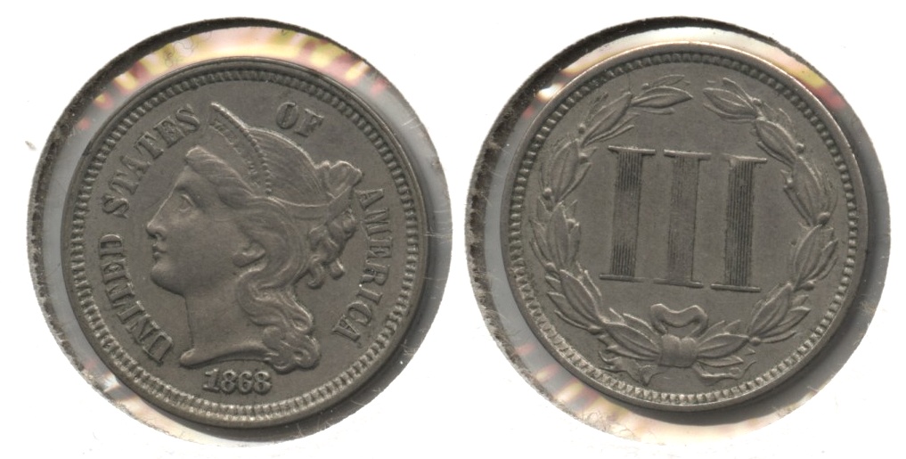 1868 Three Cent Nickel EF-45 #a