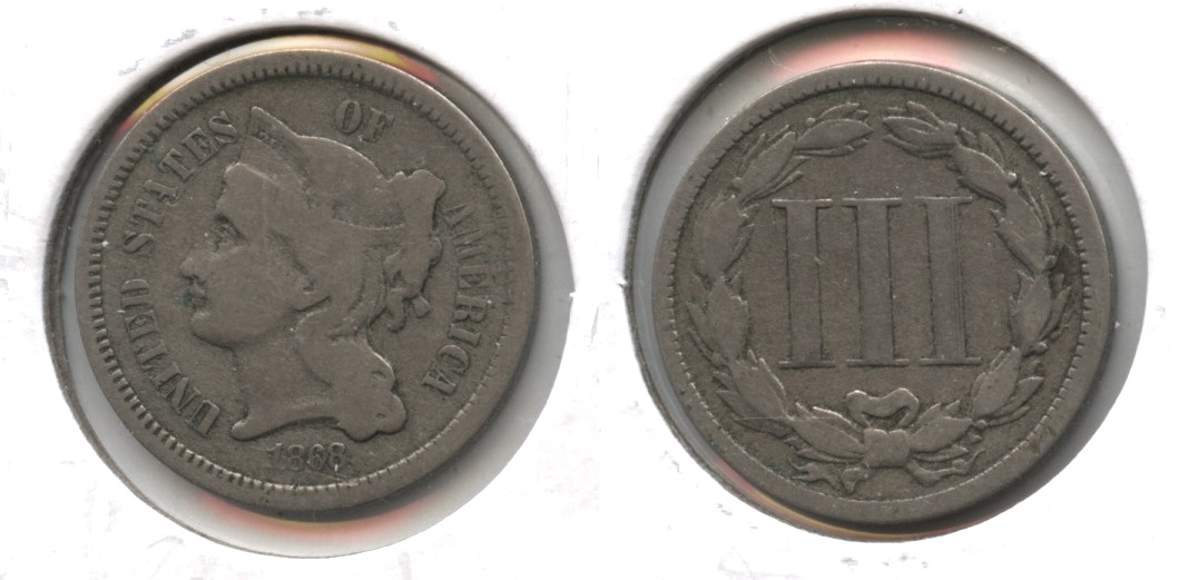 1868 Three Cent Nickel VG-8 #g